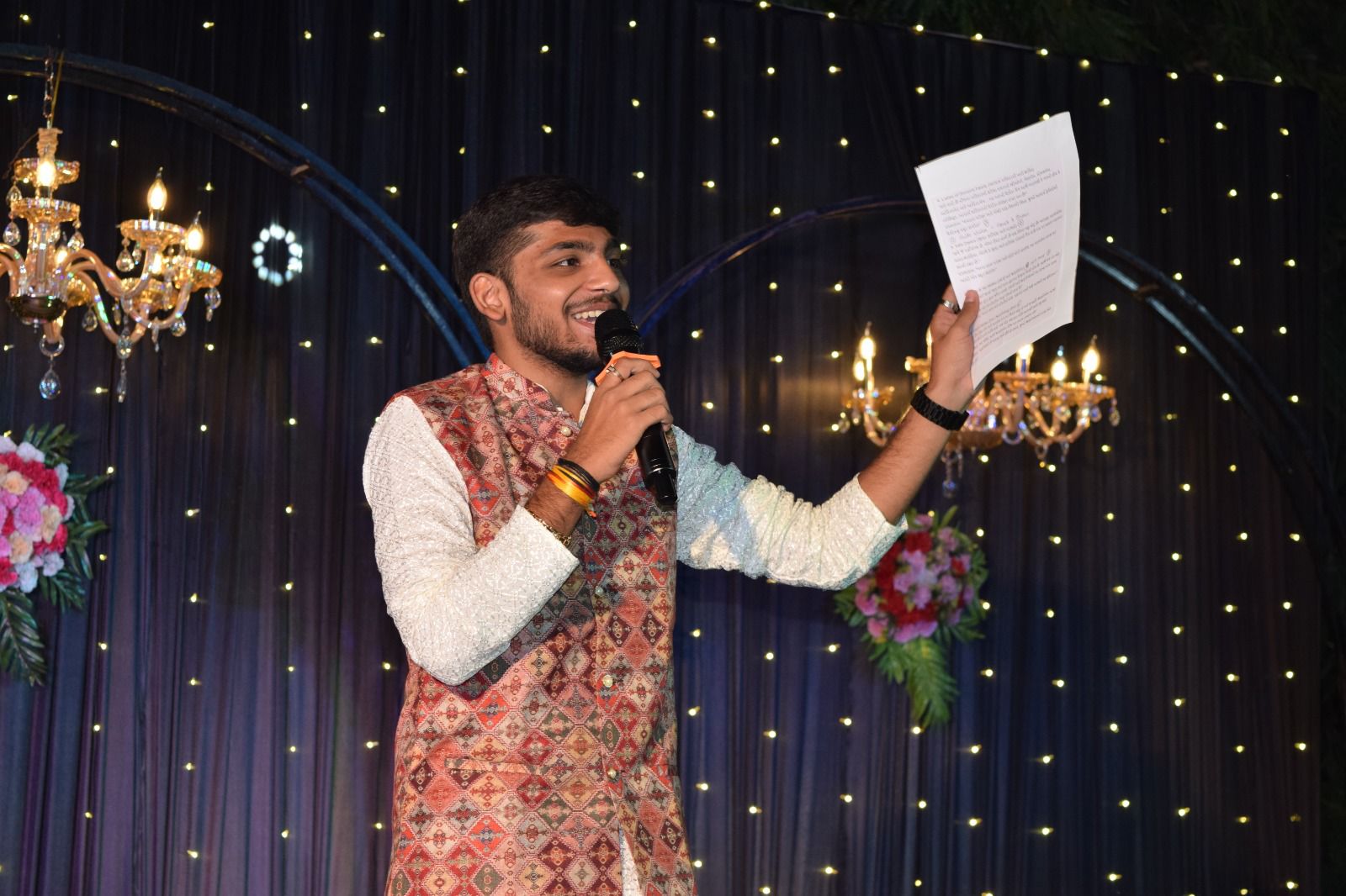 Large stage decor with audience engagement setup